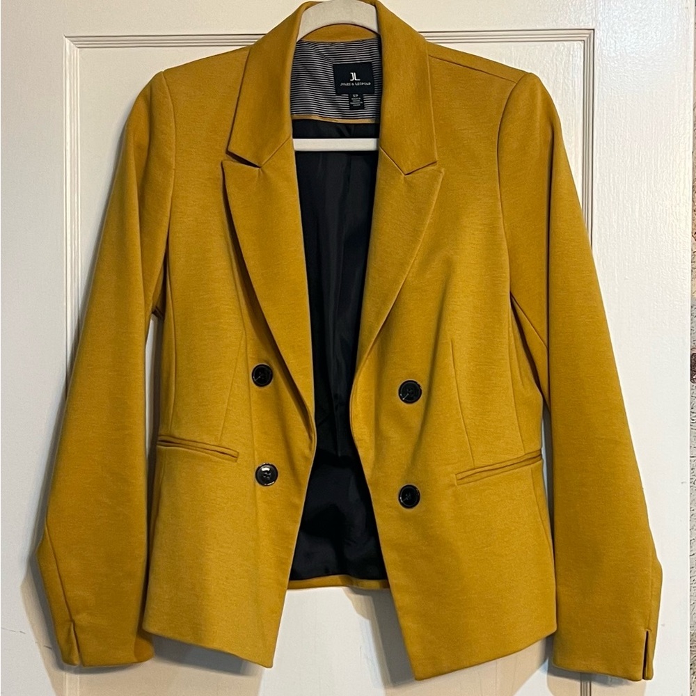 Jules & Leopold Mustard Double-Breasted Blazer
